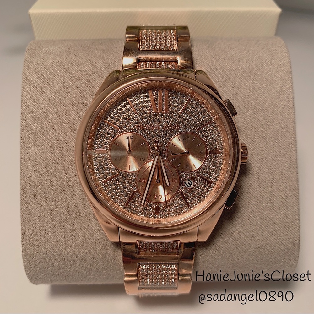 Michael Kors Janelle PaveRhinestoneRoseGold Watch